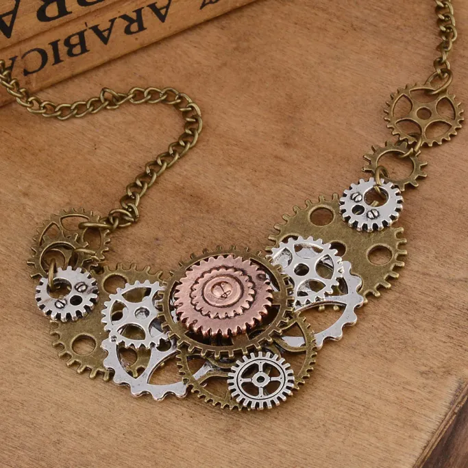 Gothic and Steampunk Jewellery Steampunk Gears Necklace