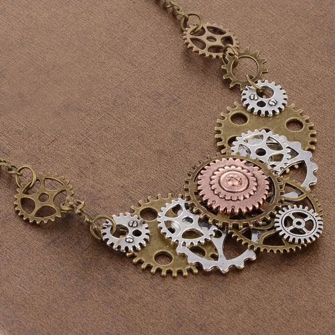 Gothic and Steampunk Jewellery Steampunk Gears Necklace