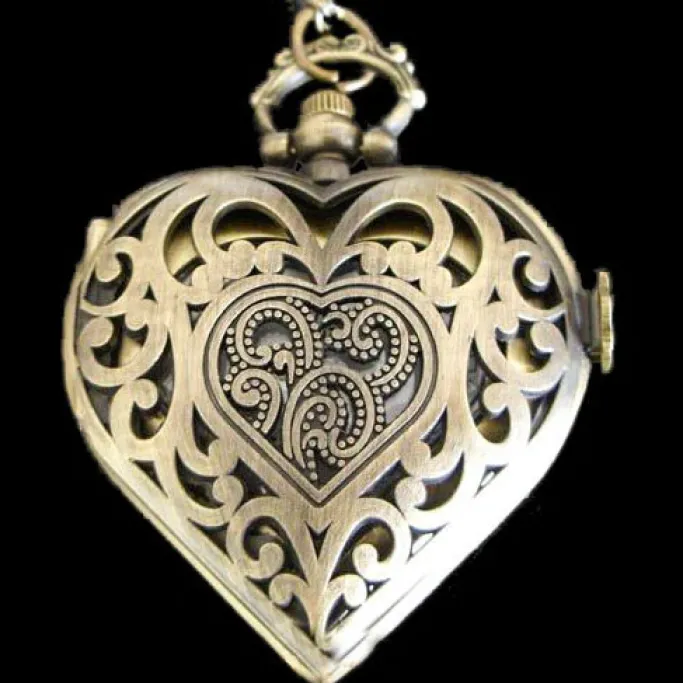 Pocketwatches Steampunk Heart Shaped Necklace Pocket Watch