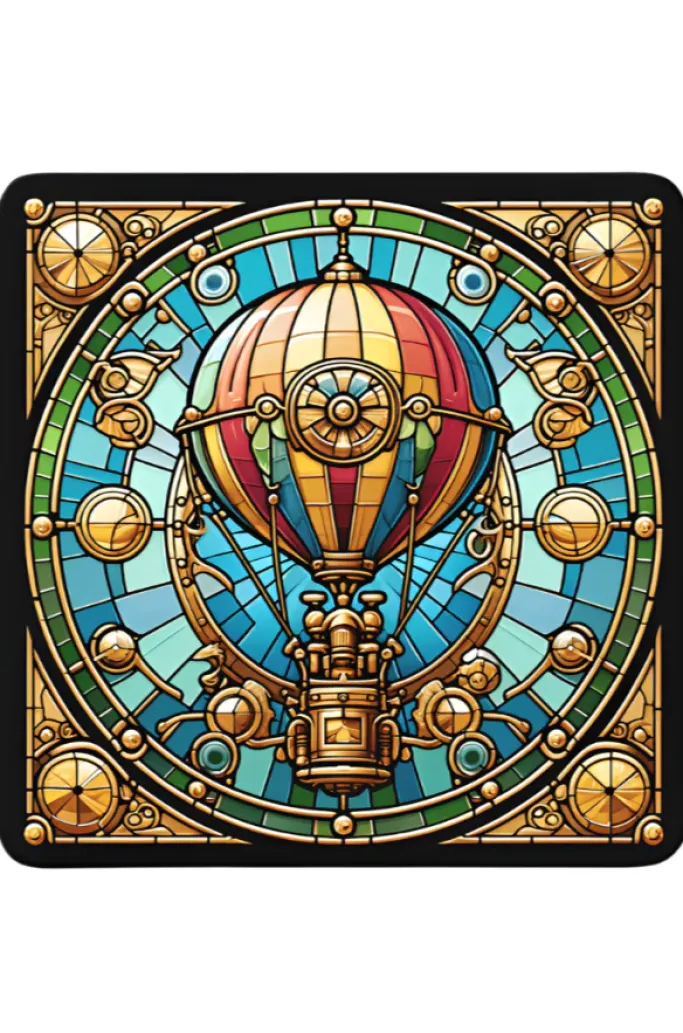 Oakhart Industries Steampunk Hot Air Balloon Coaster Art037