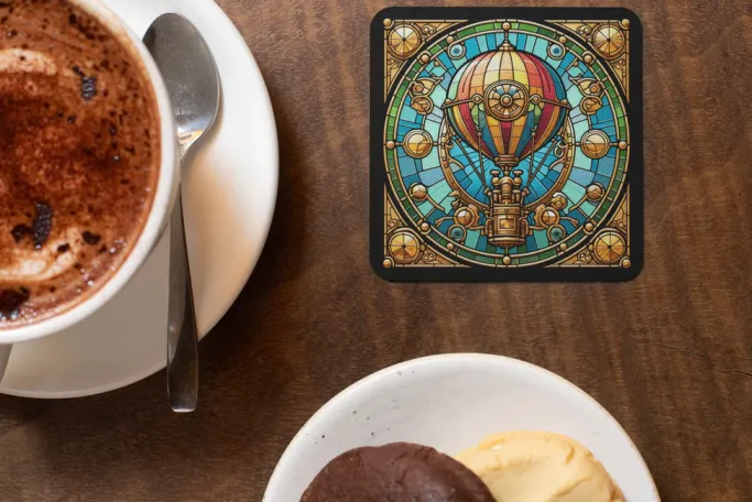Oakhart Industries Steampunk Hot Air Balloon Coaster Art037