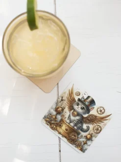 Oakhart Industries Steampunk Kitten Coaster Art113