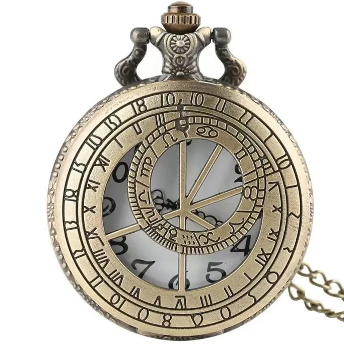 Pocketwatches Steampunk Pocket Watch with Astrolabe Zodiac Design