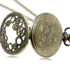 Pocketwatches Steampunk Pocket Watch with Gears on Necklace Chain