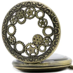 Pocketwatches Steampunk Pocket Watch with Gears on Necklace Chain