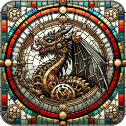 Oakhart Industries Steampunk Red Dragon Coaster Art039
