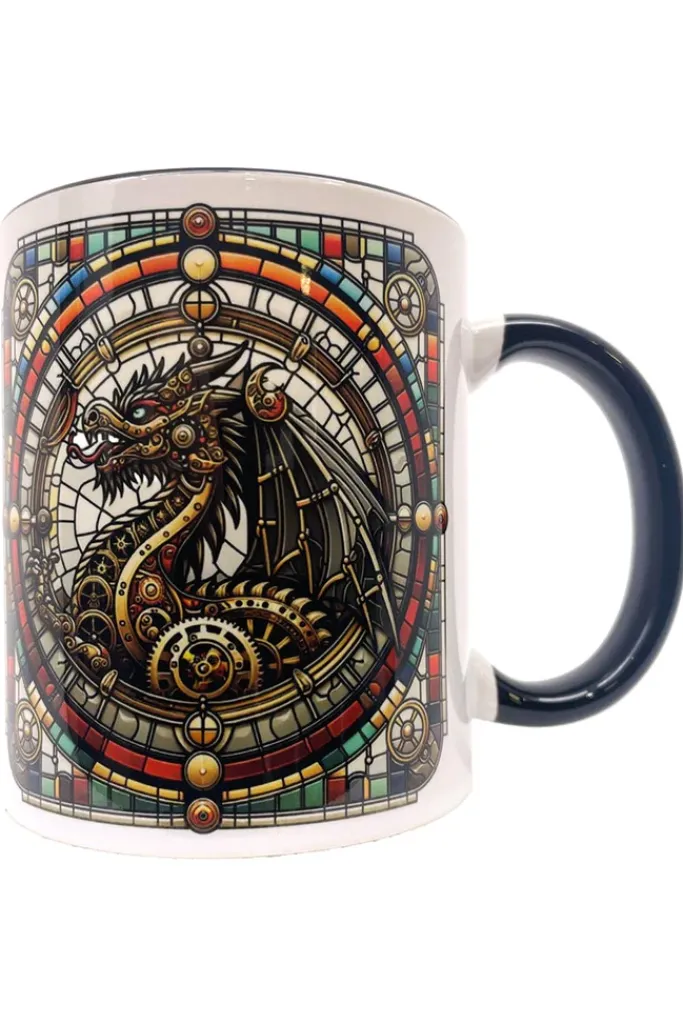 Oakhart Industries Steampunk Red Dragon Mug Art032