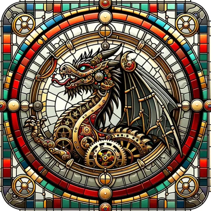 Oakhart Industries Steampunk Red Dragon Mug Art032