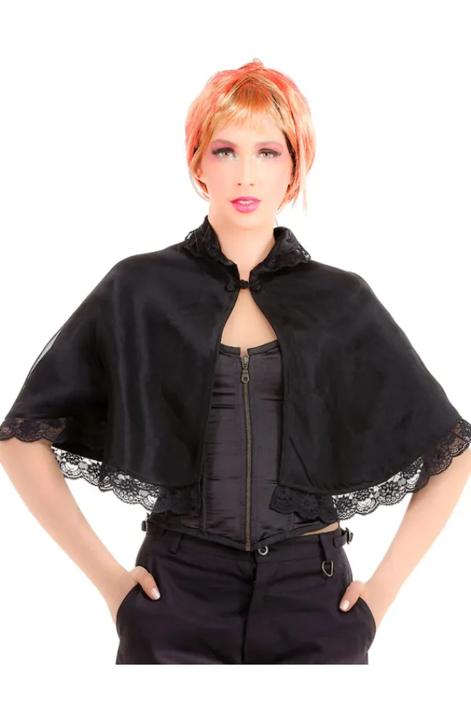 Pirate Dressing Steampunk Shoulder Cape Black Lace and Organza