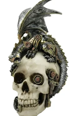 Nemesis Now Steampunk Steel Wing Dragon Skull 21cm