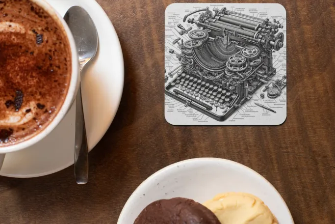 Oakhart Industries Steampunk Typewriter Coaster Art083