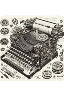 Oakhart Industries Steampunk Typewriter Coaster Art081