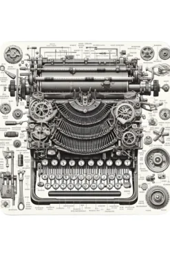 Oakhart Industries Steampunk Typewriter Coaster Art084