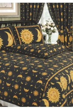 My Home Sun and Moon Curtains Black