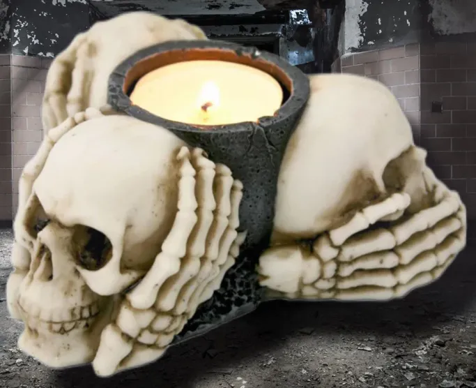 Nemesis Now Three Wise Skulls Tealight Holder