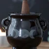 Something Different Triple Moon Cauldron Ceramic Incense Holder