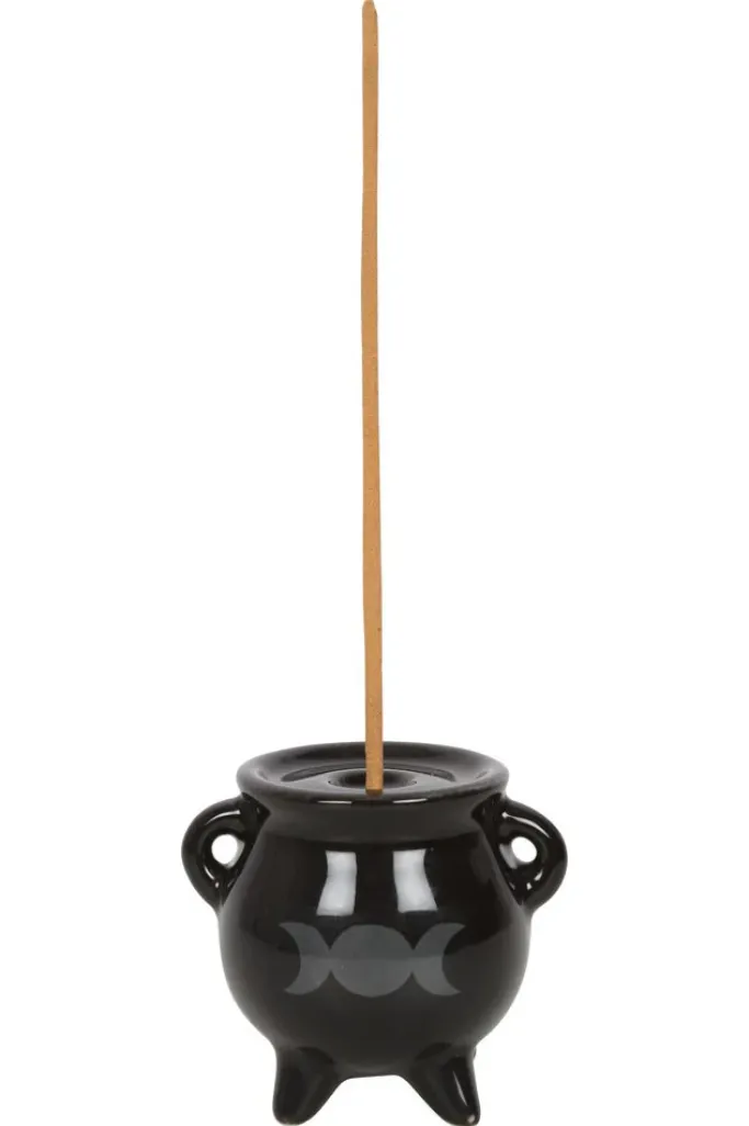 Something Different Triple Moon Cauldron Ceramic Incense Holder