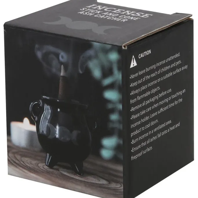 Something Different Triple Moon Cauldron Ceramic Incense Holder
