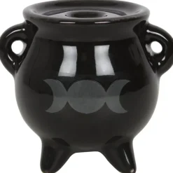 Something Different Triple Moon Cauldron Ceramic Incense Holder