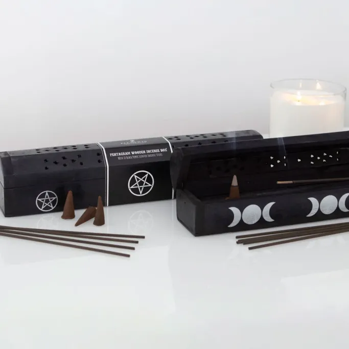 Something Different Triple Moon Wooden Sage Incense Box Set