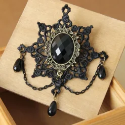 Lace Jewellery Victorian Gothic Black Lace Brooch