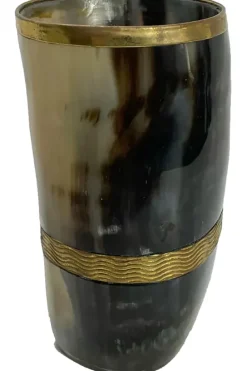 Angel Clothing Viking Drinking Horn Beaker with Metal Banding