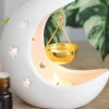Something Different White Crescent Moon Hanging Oil Burner