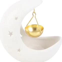 Something Different White Crescent Moon Hanging Oil Burner