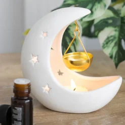 Something Different White Crescent Moon Hanging Oil Burner