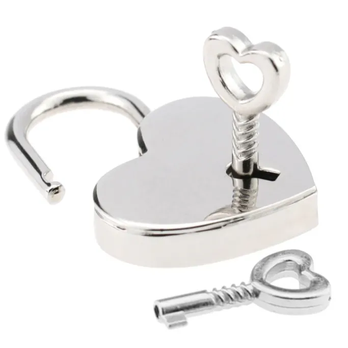 Gothic Collars White Heart Padlock Collar