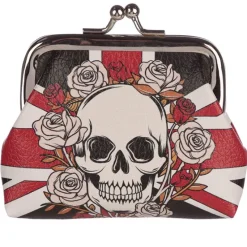 Puckator White Skulls and Roses Union Jack Purse