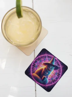 Oakhart Industries Witch Cat Coaster Art088