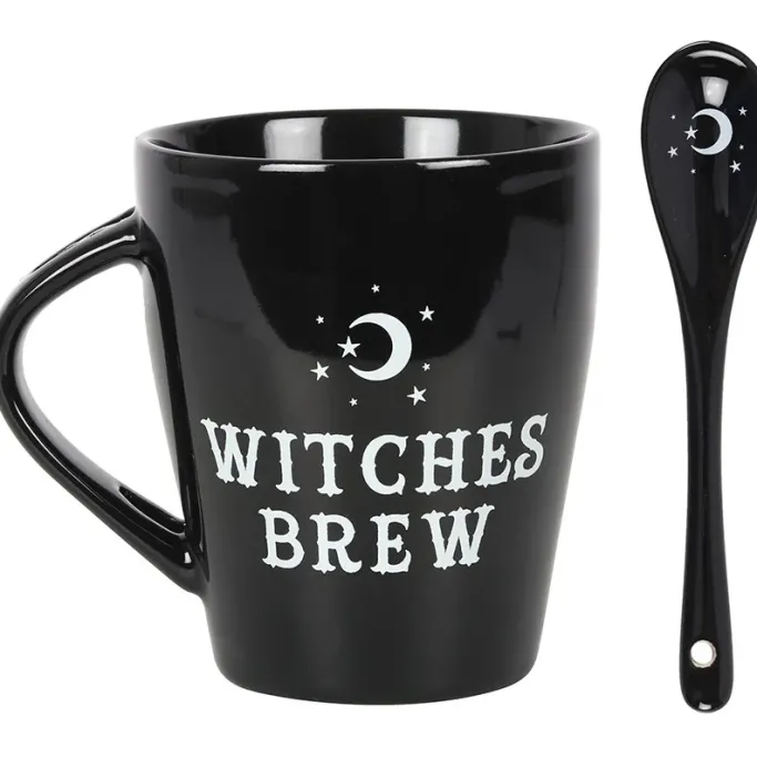 Something Different Witches Brew Mug and Spoon Set Black