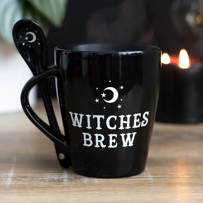 Something Different Witches Brew Mug and Spoon Set Black