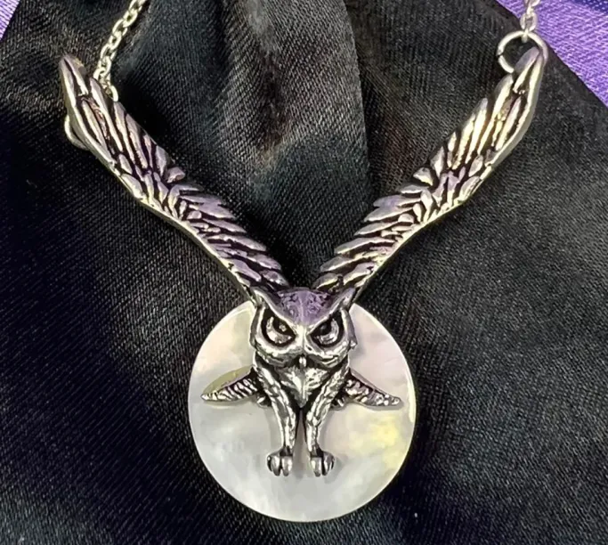 Witches Familiars Lammas Moon Owl Pendant