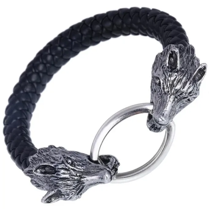 Gothic and Steampunk Jewellery Wolf Head Rope Bracelet