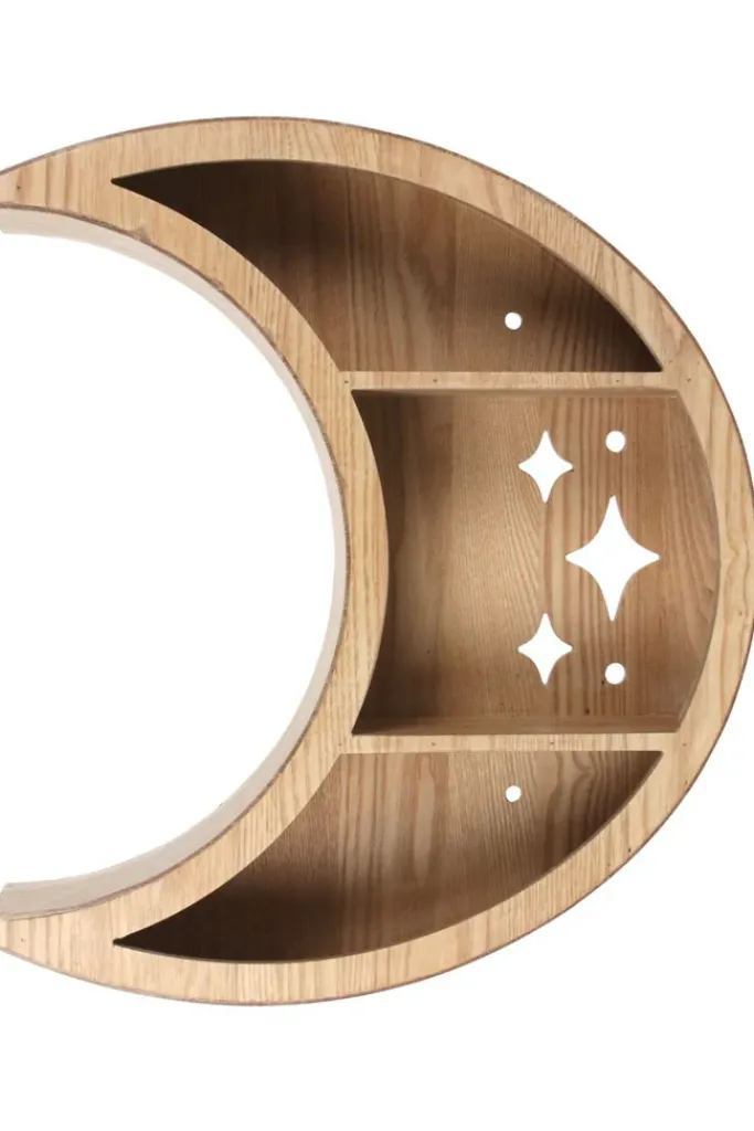 Something Different Wooden Crescent Moon Wall Shelf