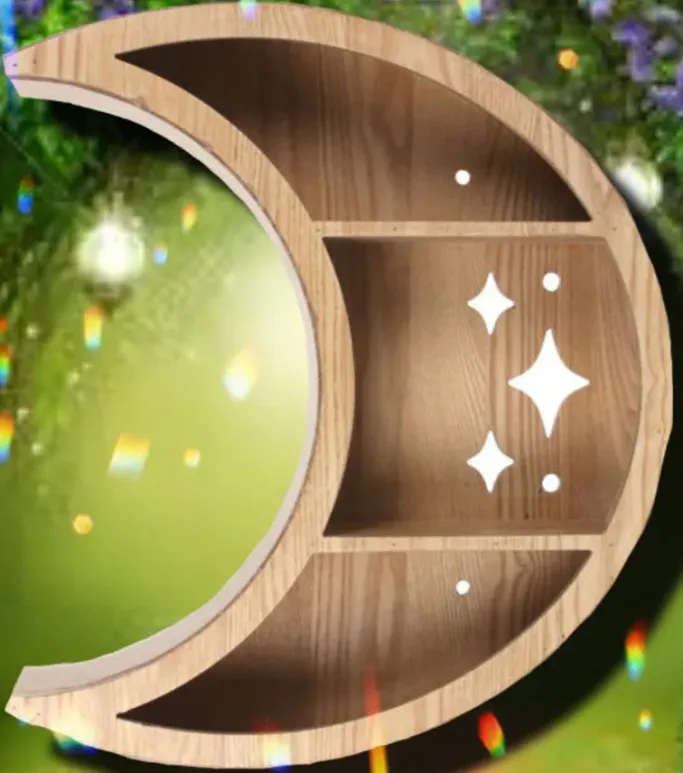 Something Different Wooden Crescent Moon Wall Shelf