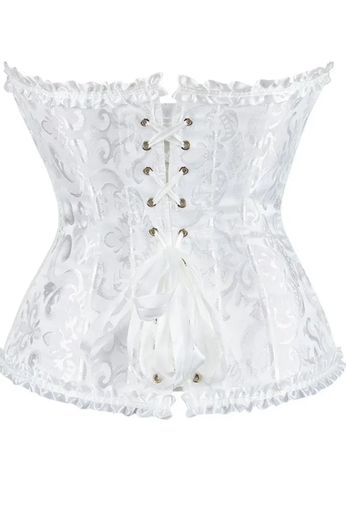 Yesx Elegant White Brocade Corset