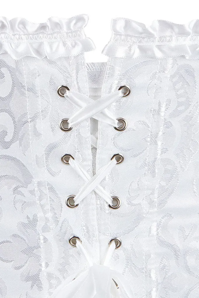 Yesx Elegant White Brocade Corset