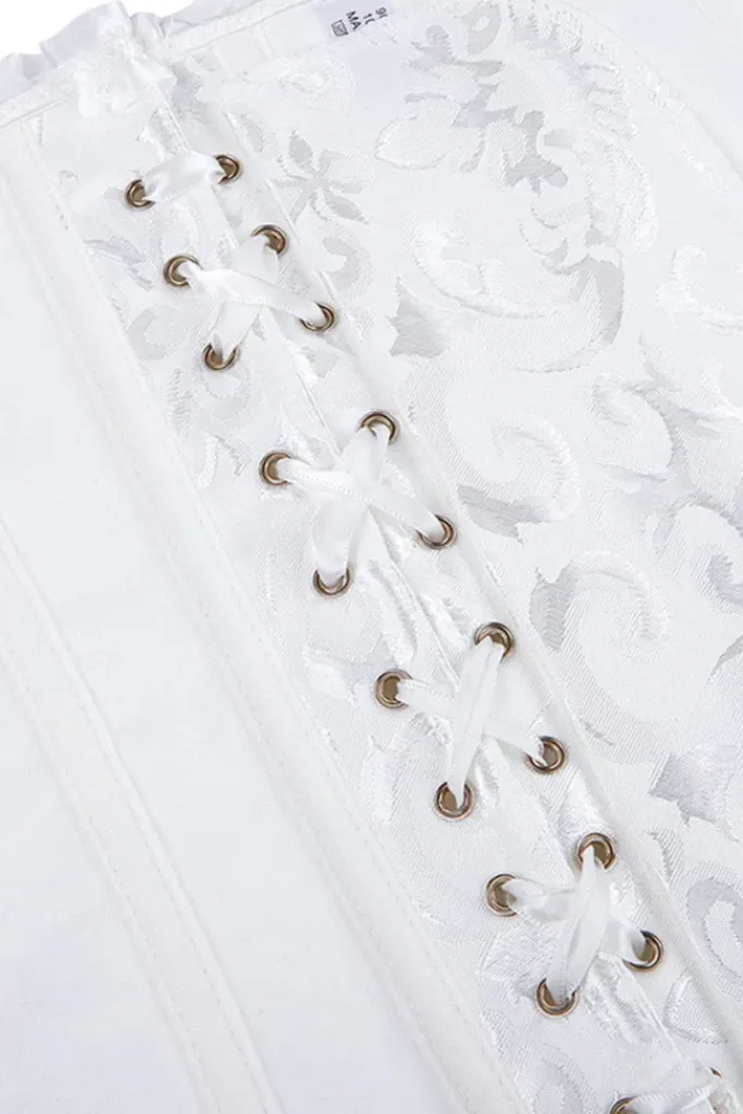 Yesx Elegant White Brocade Corset