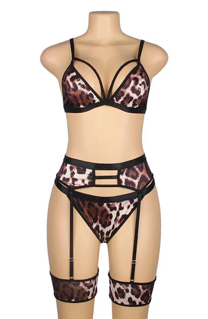 Yesx Leopard Print Lingerie Set