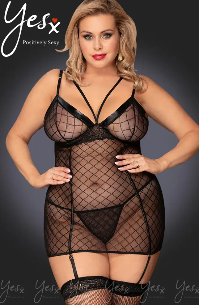Yesx Plus Size Black Chemise