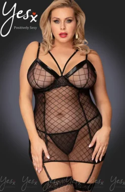 Yesx Plus Size Black Chemise