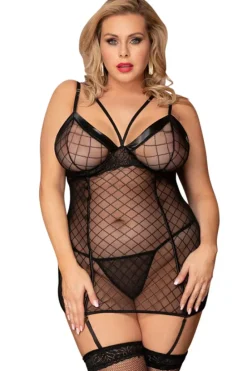 Yesx Plus Size Black Chemise