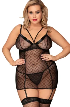 Yesx Plus Size Black Chemise