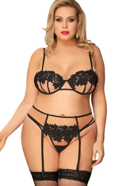Yesx Plus Size Black Lingerie Set