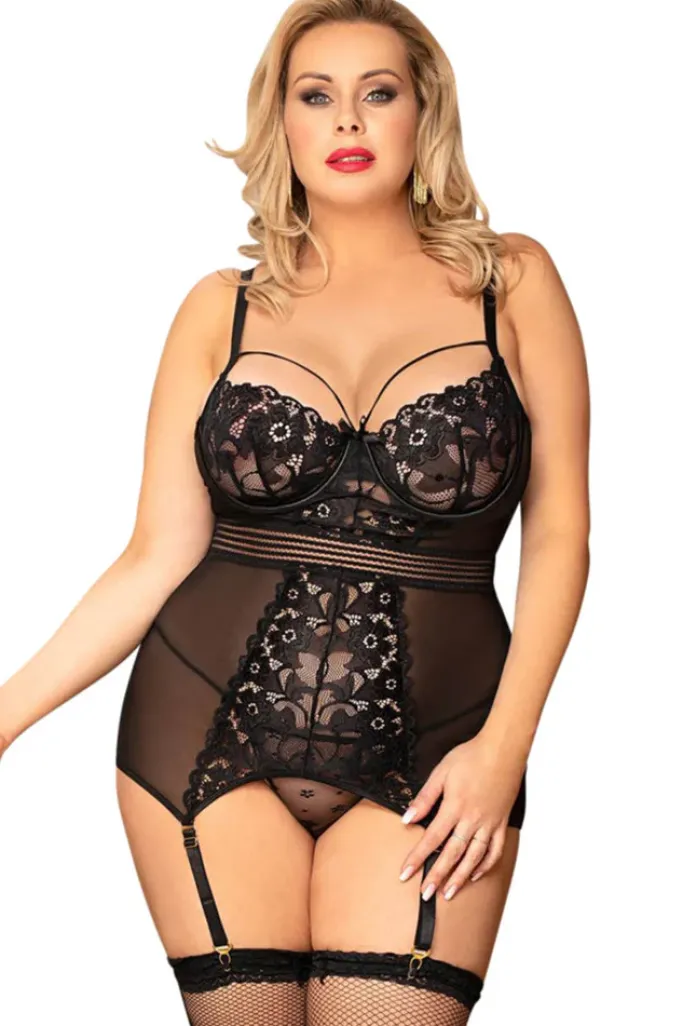 Yesx Plus Size Floral Lace Chemise