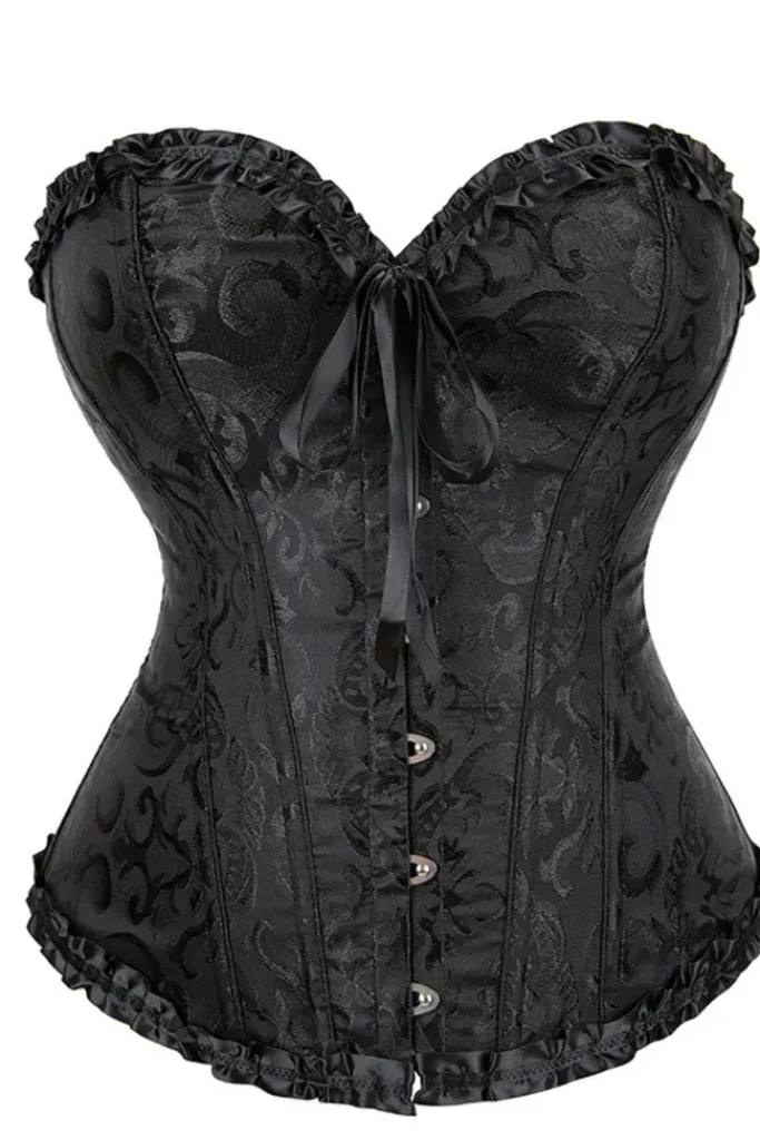 Yesx Stunning Black Borcade Corset (XS-5XL)